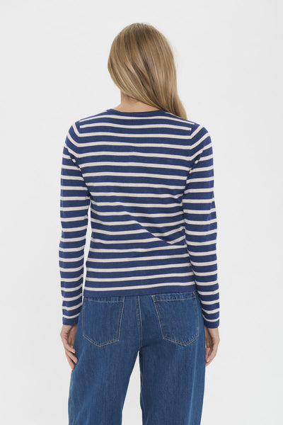 MilaSZ Striped Cardigan Pageant Gray Morn Stripe - 30513767 Thumbnail