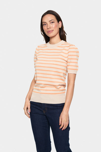 MilaSZ SS Striped Pullover Fog Orange Stripe - 30513768 Thumbnail