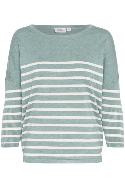 MilaSZ R-neck St. Pullover Blue Surf Melange - 30513769 Thumbnail