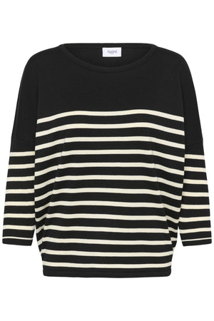 MilaSZ R-neck St. Pullover Black Seedpearl Stripe - 30453 - 30513769