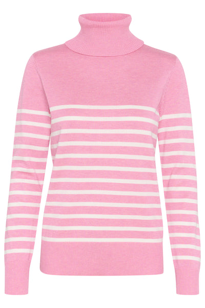 MilaSZ St. Rollneck Pullover Sea Pink Mel/Ice Stripe - 30513772 Thumbnail