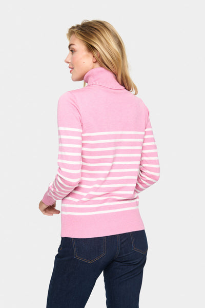 MilaSZ St. Rollneck Pullover Sea Pink Mel/Ice Stripe - 30513772 Thumbnail