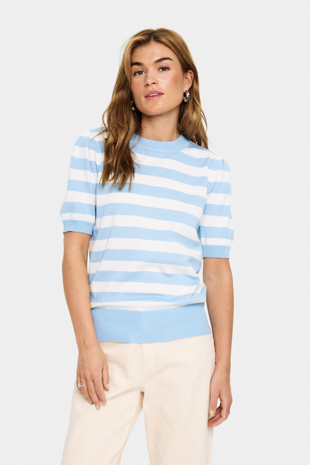MilaSZ SS Block Stripe Pullover Airy Blue Ice Block Stripe - 30513931
