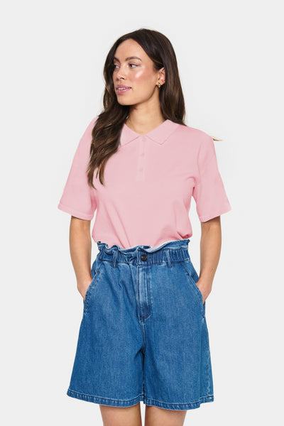 MilaSZ Polo SS Pullover Pink Nectar - 30513958 Thumbnail