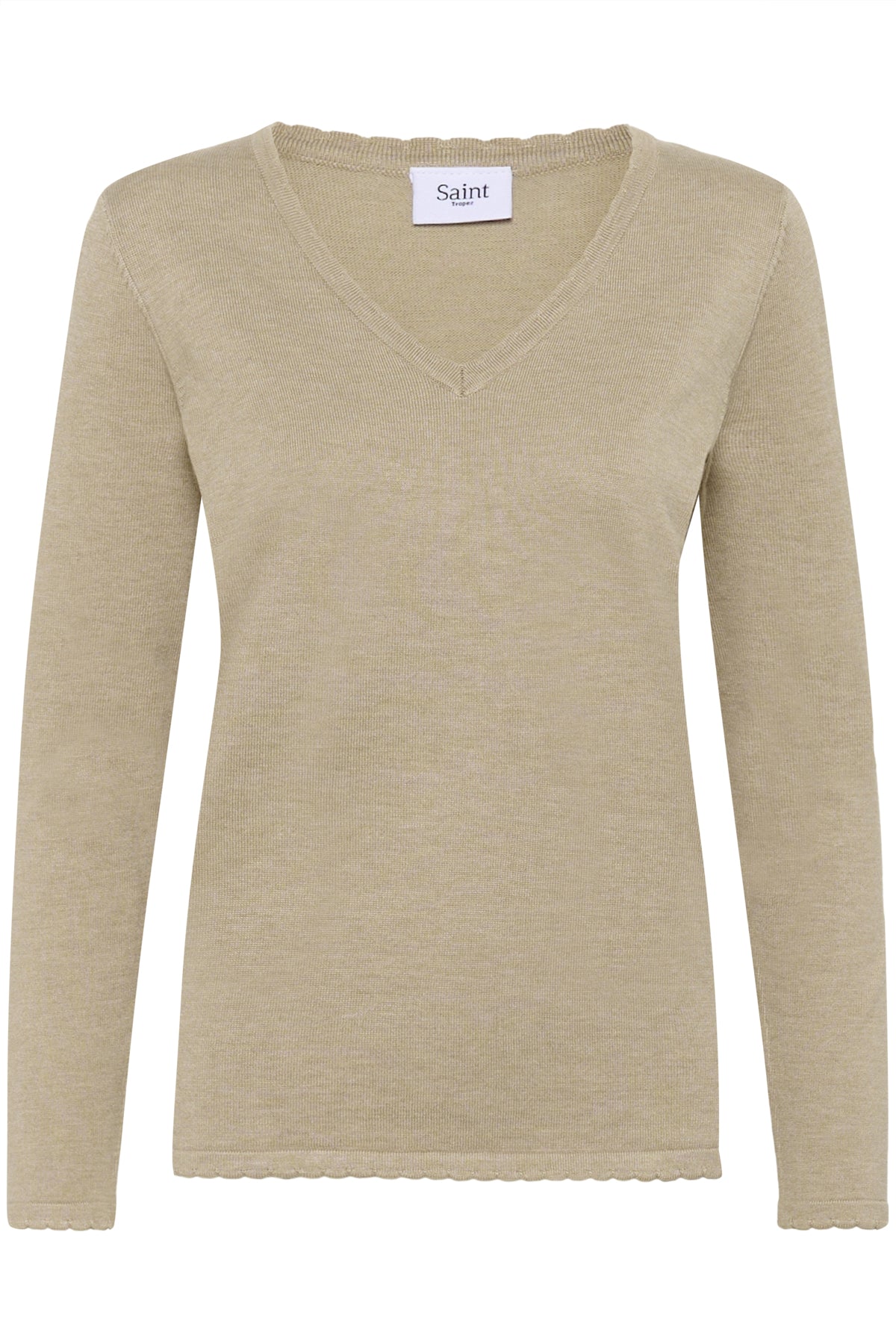 MilaSZ LS V-Neck Pullover Plaza Taupe Melange - 30513960