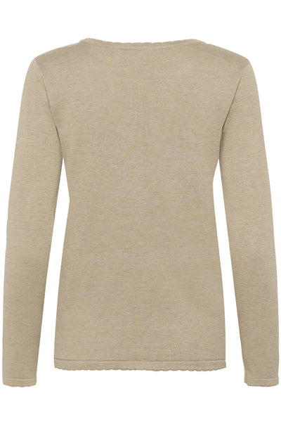 MilaSZ LS V-Neck Pullover Plaza Taupe Melange - 30513960 Thumbnail