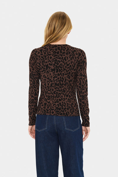 ZhilaSZ R-neck Cardigan Chocolate Brown Leopard - 30513973 Thumbnail