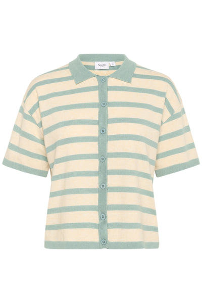 LikamSZ Striped Polo Cardigan Fog Blue Surf Stripe - 30514160 Thumbnail