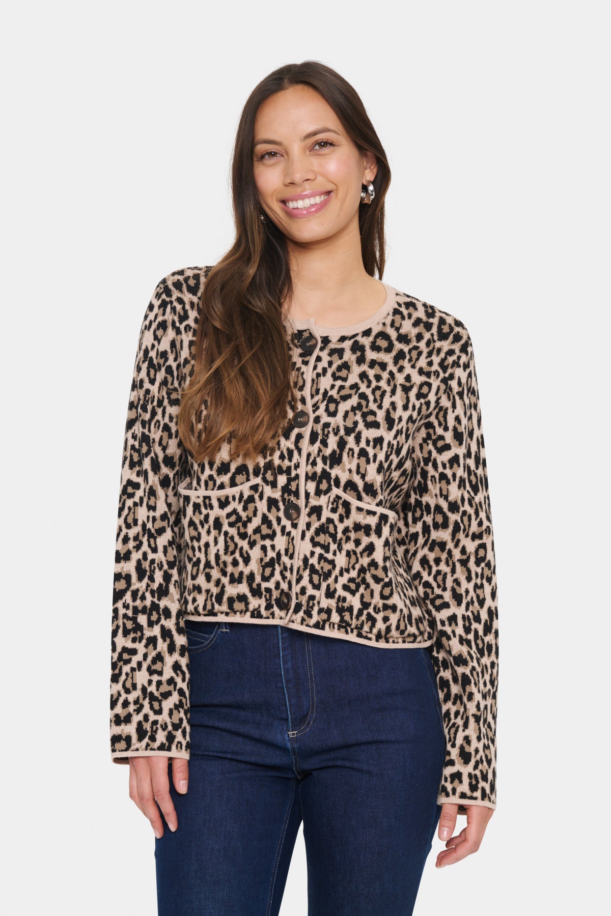 LydiaSZ Cardigan Black Leopard Jacquard - 30514255