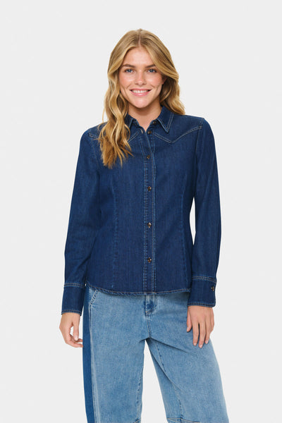 MartheSZ Skjorta Medium Blå Denim - 30514397 Thumbnail