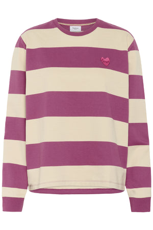 MajsaSZ Sweatshirt Röd Violett Beige Blockrandig - 30514451