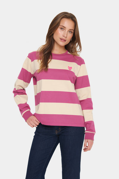 MajsaSZ Sweatshirt Röd Violett Beige Blockrandig - 30514451 Thumbnail