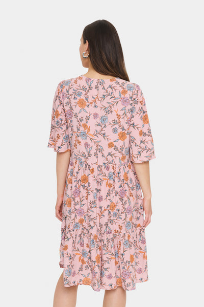 EdaSZ Mid Sleeve Dress Pink Nectar Romantic Flowers - 30514531 Thumbnail