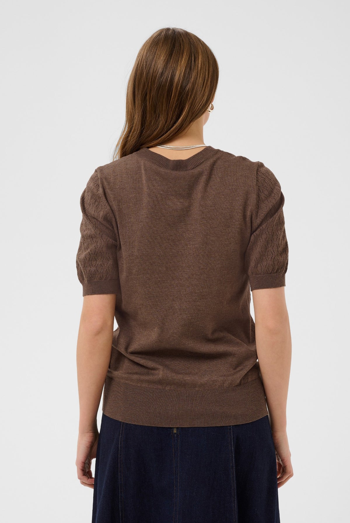 MilaSZ Pointelle SS Pullover Fondue Fudge Melange - 1912241 - 30514645