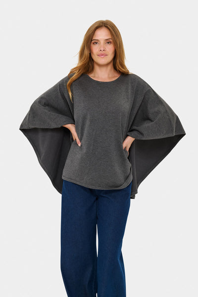 BilliSZ Poncho Grå Järnmelange - 30514828 Thumbnail