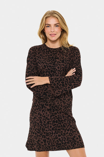 ZhilaSZ Flared Pullover Chocolate Brown Leopard - 30514829 Thumbnail
