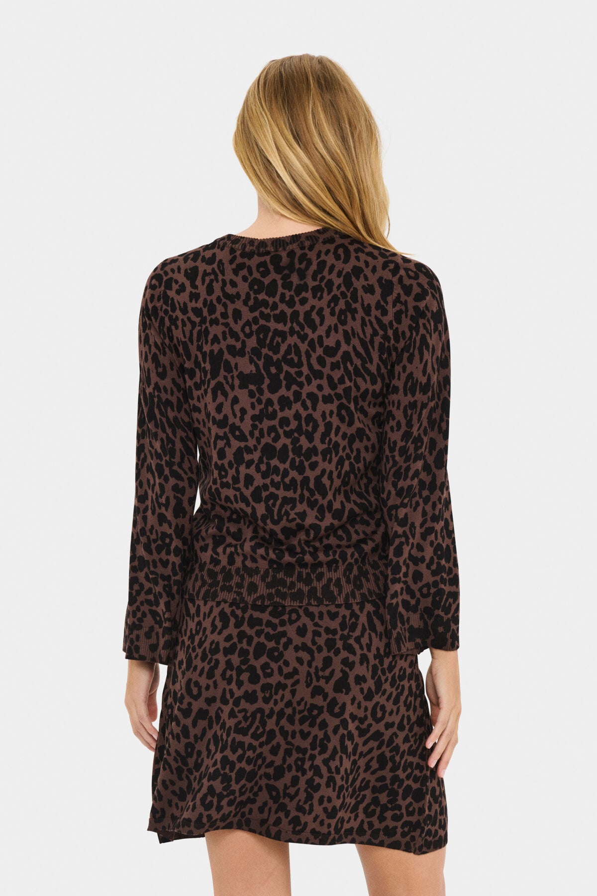 ZhilaSZ Flared Pullover Chocolate Brown Leopard - 30514829