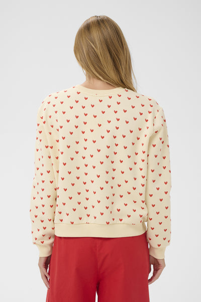 PammaSZ Sweatshirt Off White Red Sketched Hearts - 30514963 Thumbnail