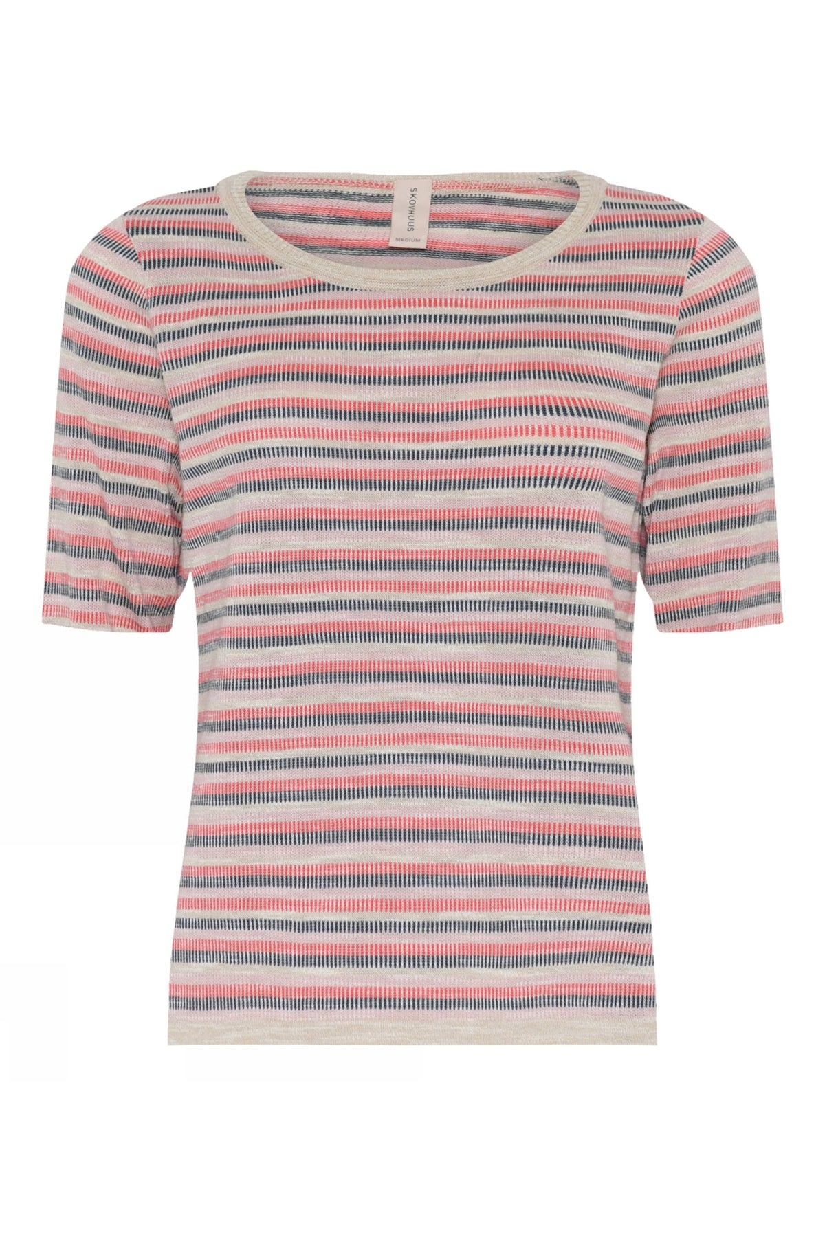 3873 Special randig t-shirt med rund hals - Bark Beige