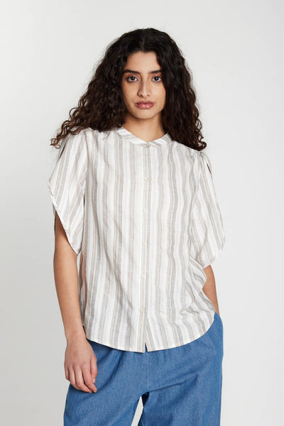 418HMTulin skjorta 809 Walnut stripe - HM1353 Thumbnail