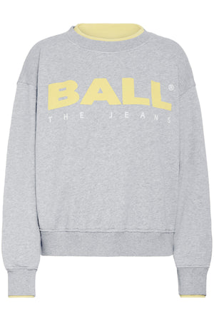 BASIMONA SWEAT Medium Grey Melange m. Lemon - 50405055