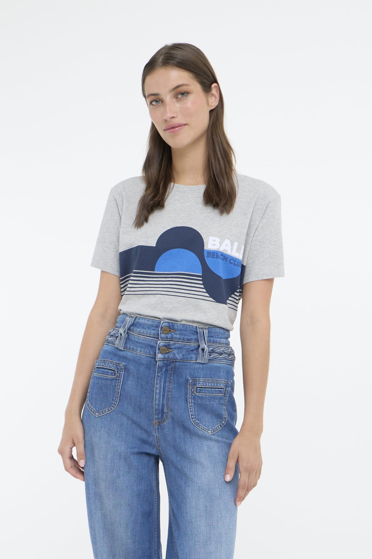 BAADELE GRAPHICWAVE REG TEE Medium Grey Melange - 50405191