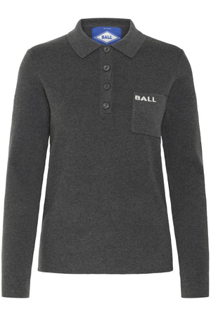 BAMARIETTA KNIT POLO Mörkgråmelerad - 50405347