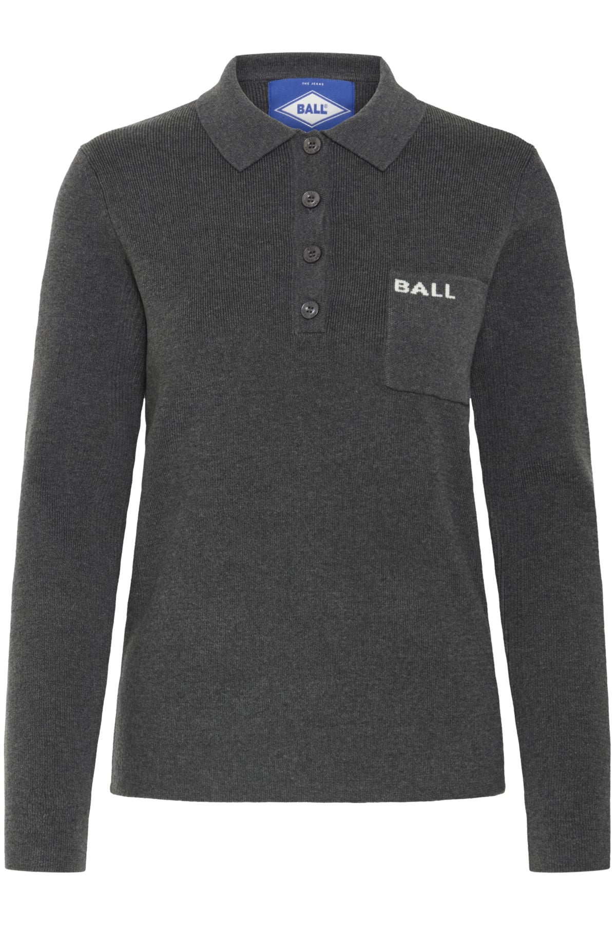 BAMARIETTA KNIT POLO Mörkgråmelerad - 50405347