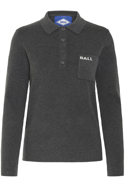 BAMARIETTA KNIT POLO Mörkgråmelerad - 50405347 Thumbnail