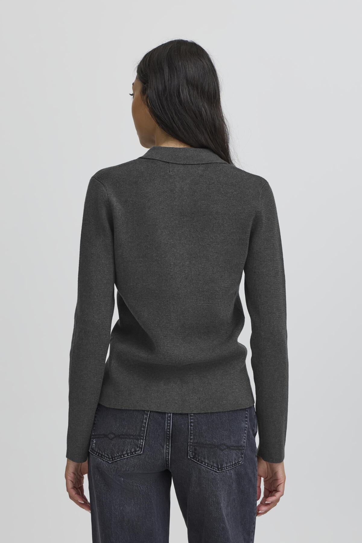 BAMARIETTA KNIT POLO Mörkgråmelerad - 50405347