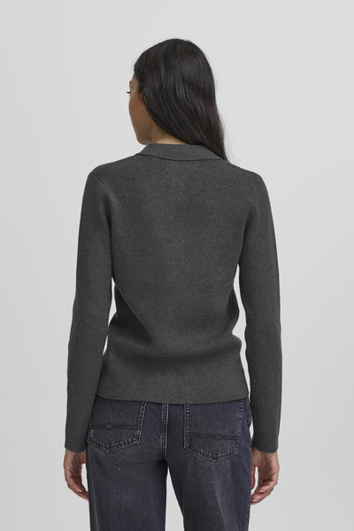 BAMARIETTA KNIT POLO Mörkgråmelerad - 50405347 Thumbnail