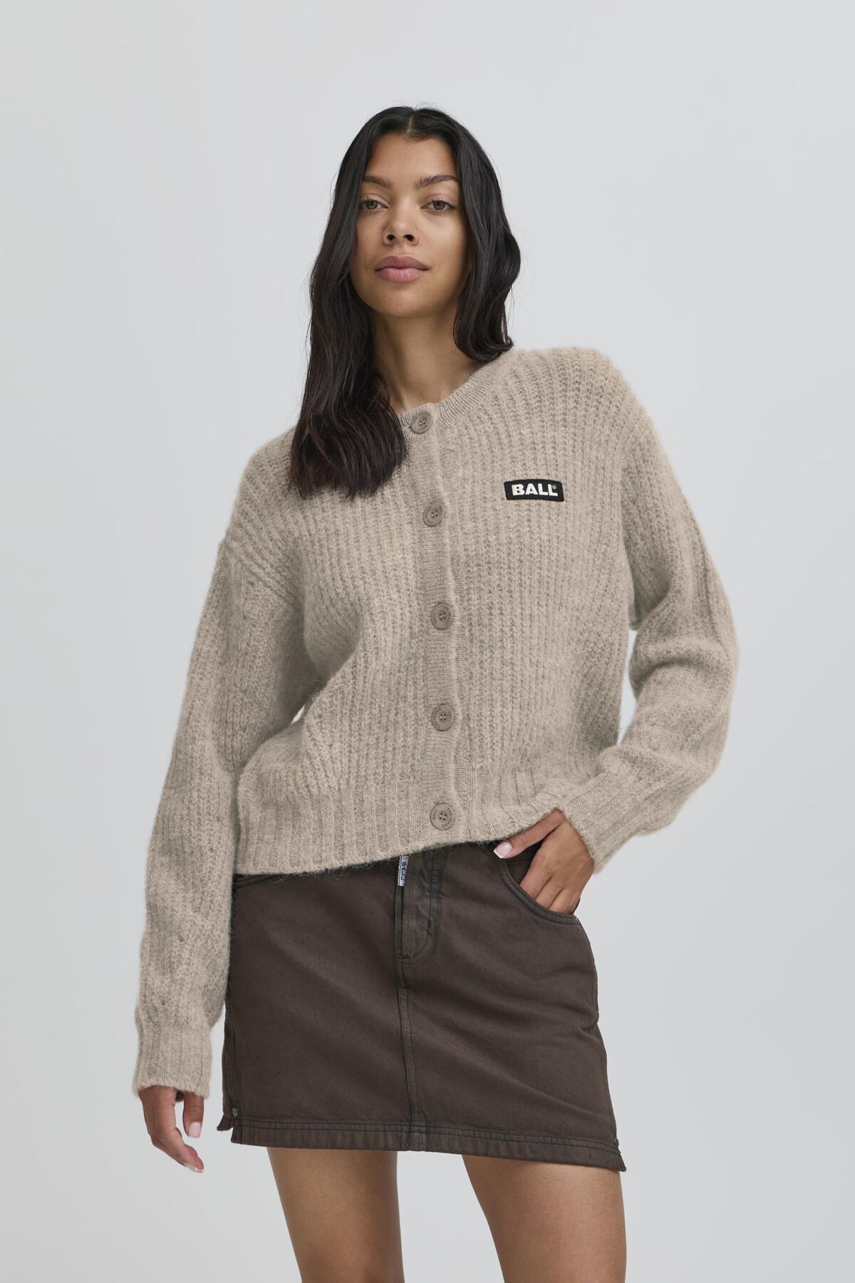 BASTACY RIB CARDIGAN Vintage Khaki - 50405351