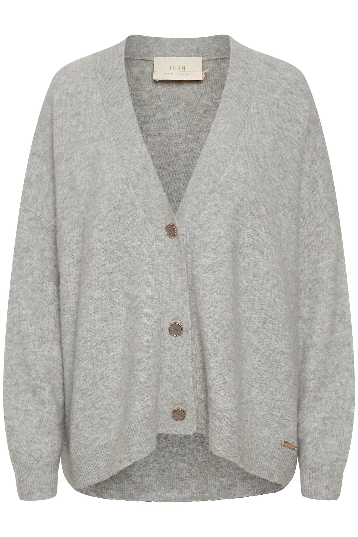 NoraKB Stickad kofta Frost Gray Melange - 10103292