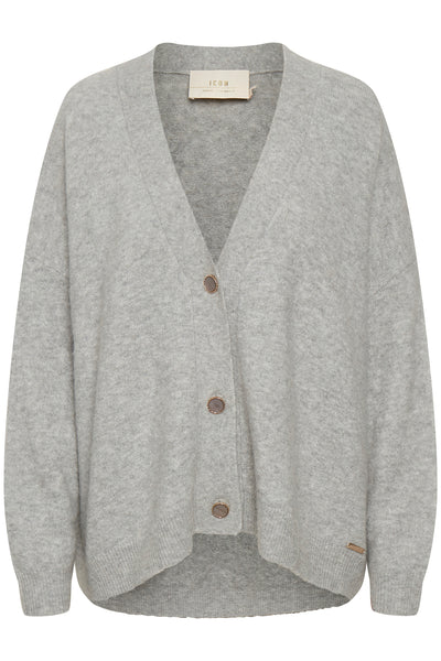 NoraKB Stickad kofta Frost Gray Melange - 10103292 Thumbnail