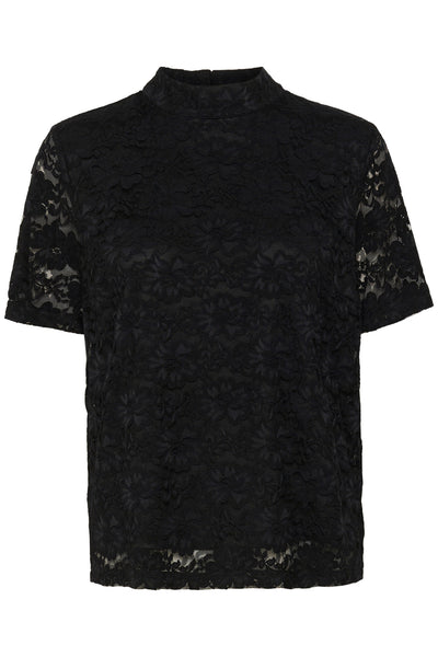 CRLasi SS Lace Blouse Pitch Black Thumbnail