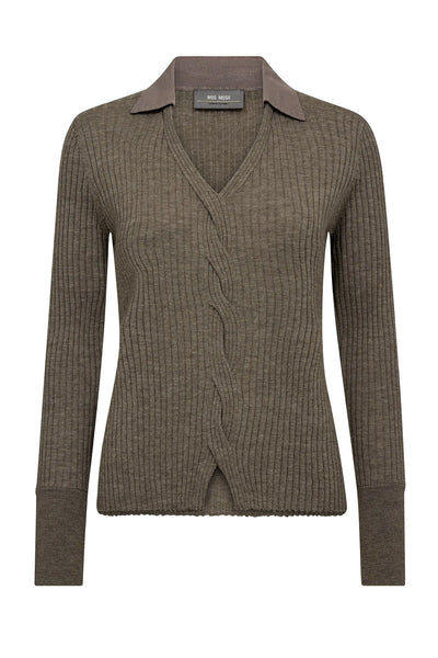 MMRelena Rib Polo Knit Falcon - 173080 Thumbnail