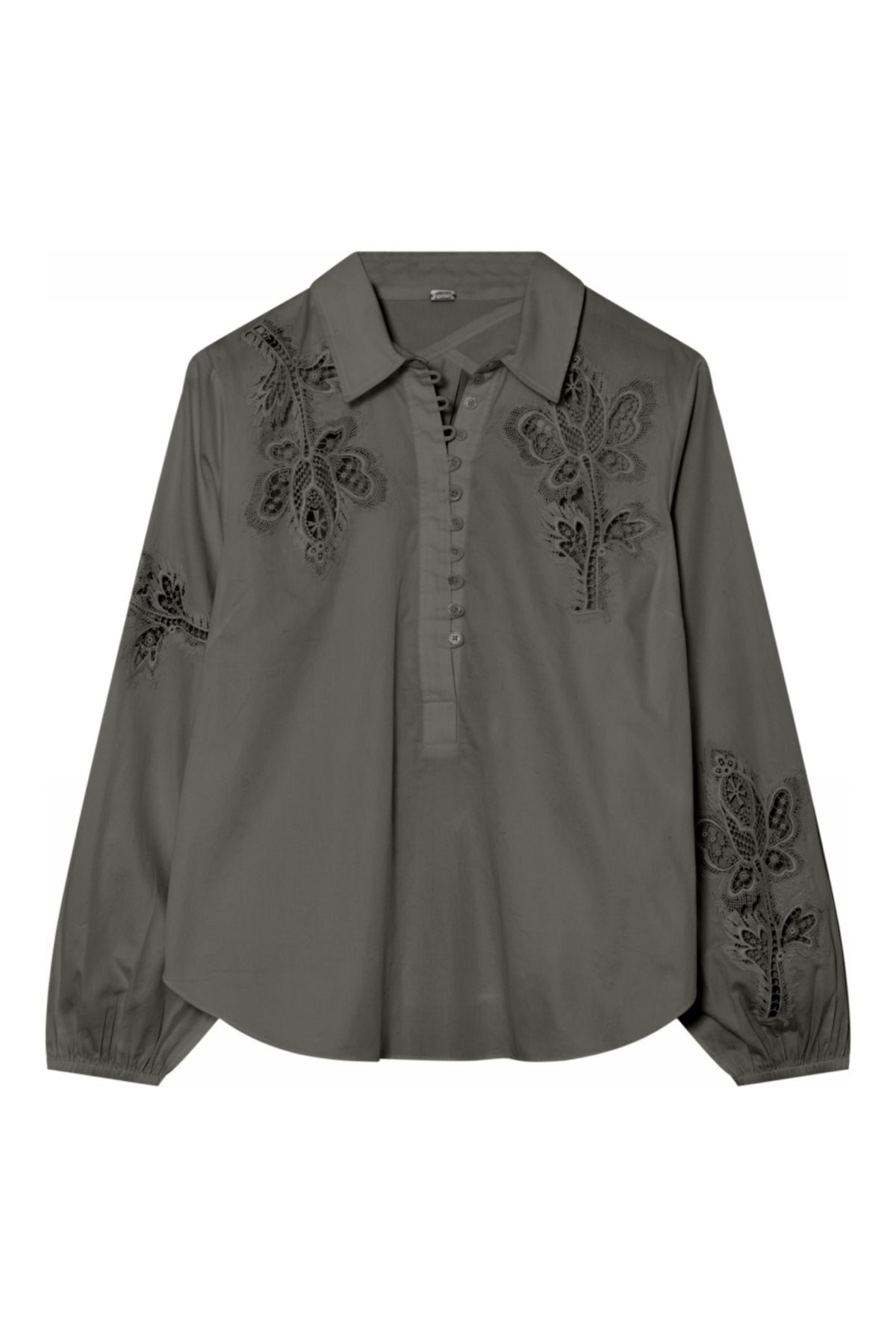 Bailey, broderad blus 3218-Army Green - 62613/7606
