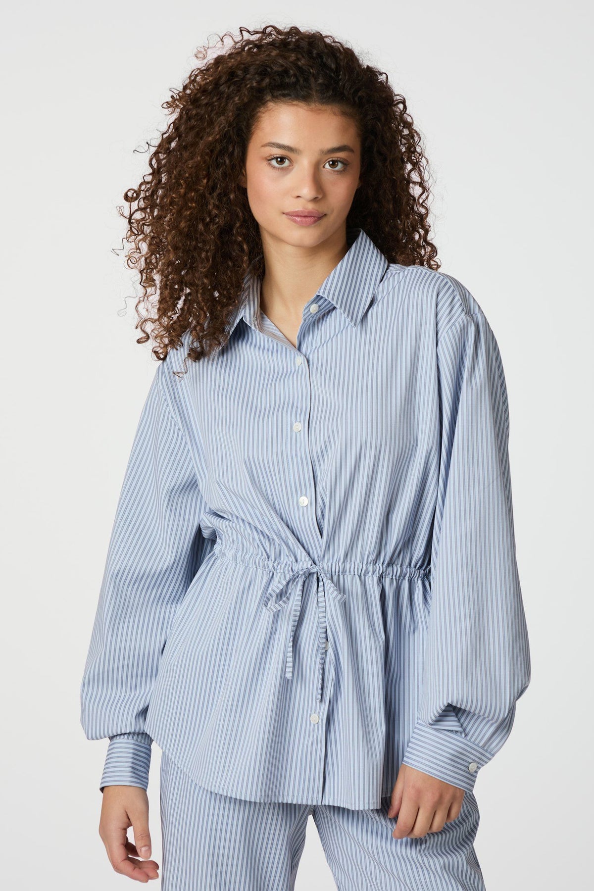 SOLEI STRIPED SHIRT 165072 BLU Ljusblå - SOLEI STRIPED SHIRT 165072
