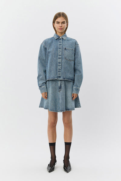 NASHSW DENIM BOXY SHIRT JACKET 5036 Blå - S261475 Thumbnail
