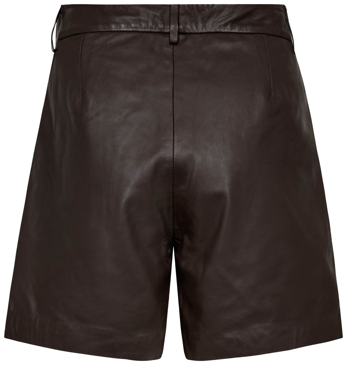 PhoebeCC Leather Pleat Shorts 145-Mörkbrun - 31458