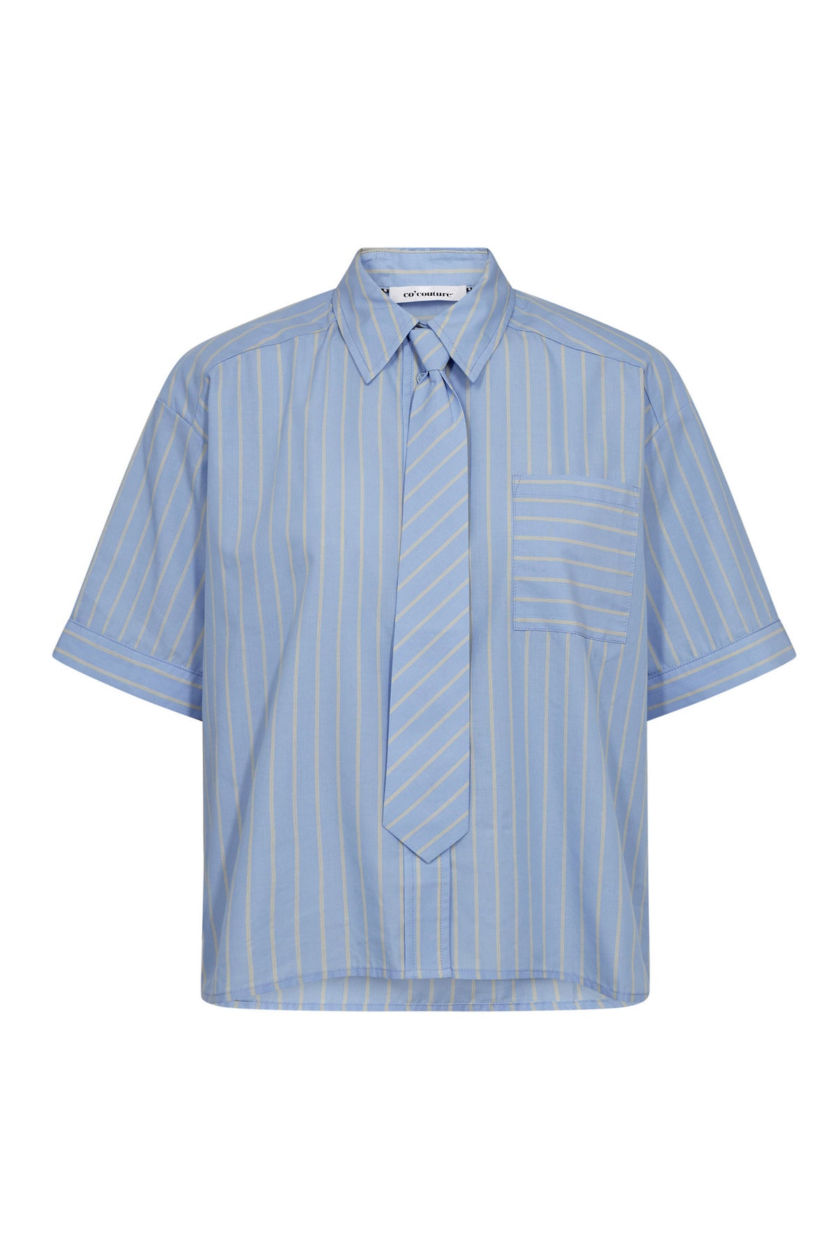 SimoCC Stripe SS Tie Shirt 23-Pale Blue - 45050