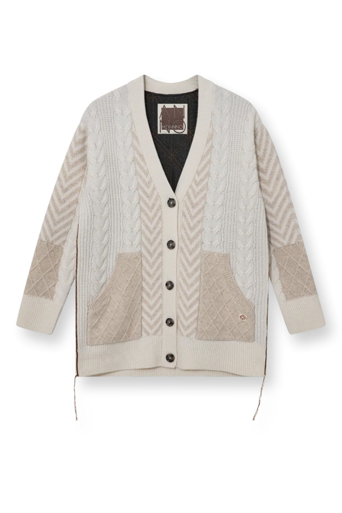 800160 MMHGRAND QUILT CARDIGAN ECRU - 800160 MMHGRAND QUILT CARDIGAN