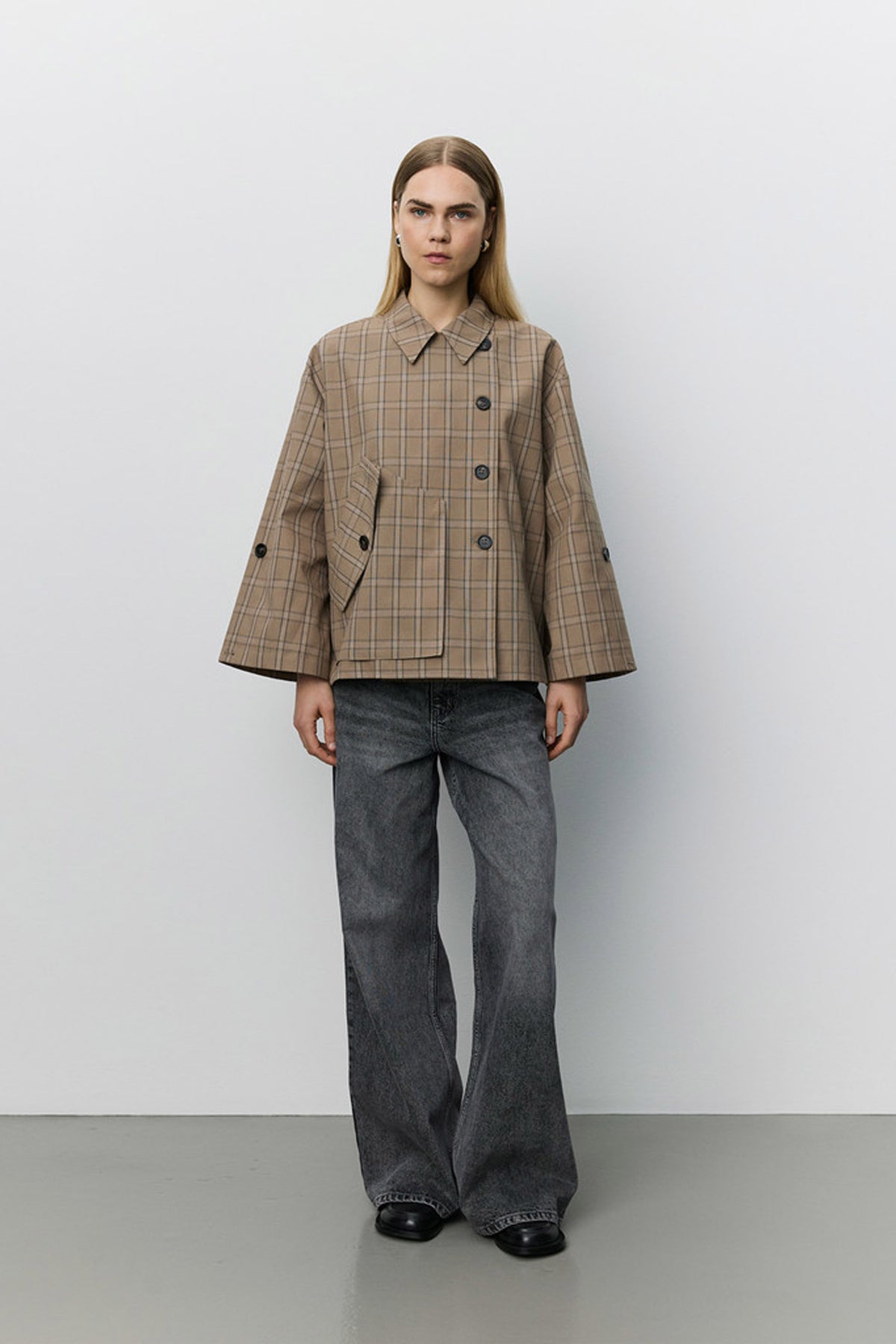 AGATHASW CHECK JACKET 9145 Light Brown Check - SNOS767
