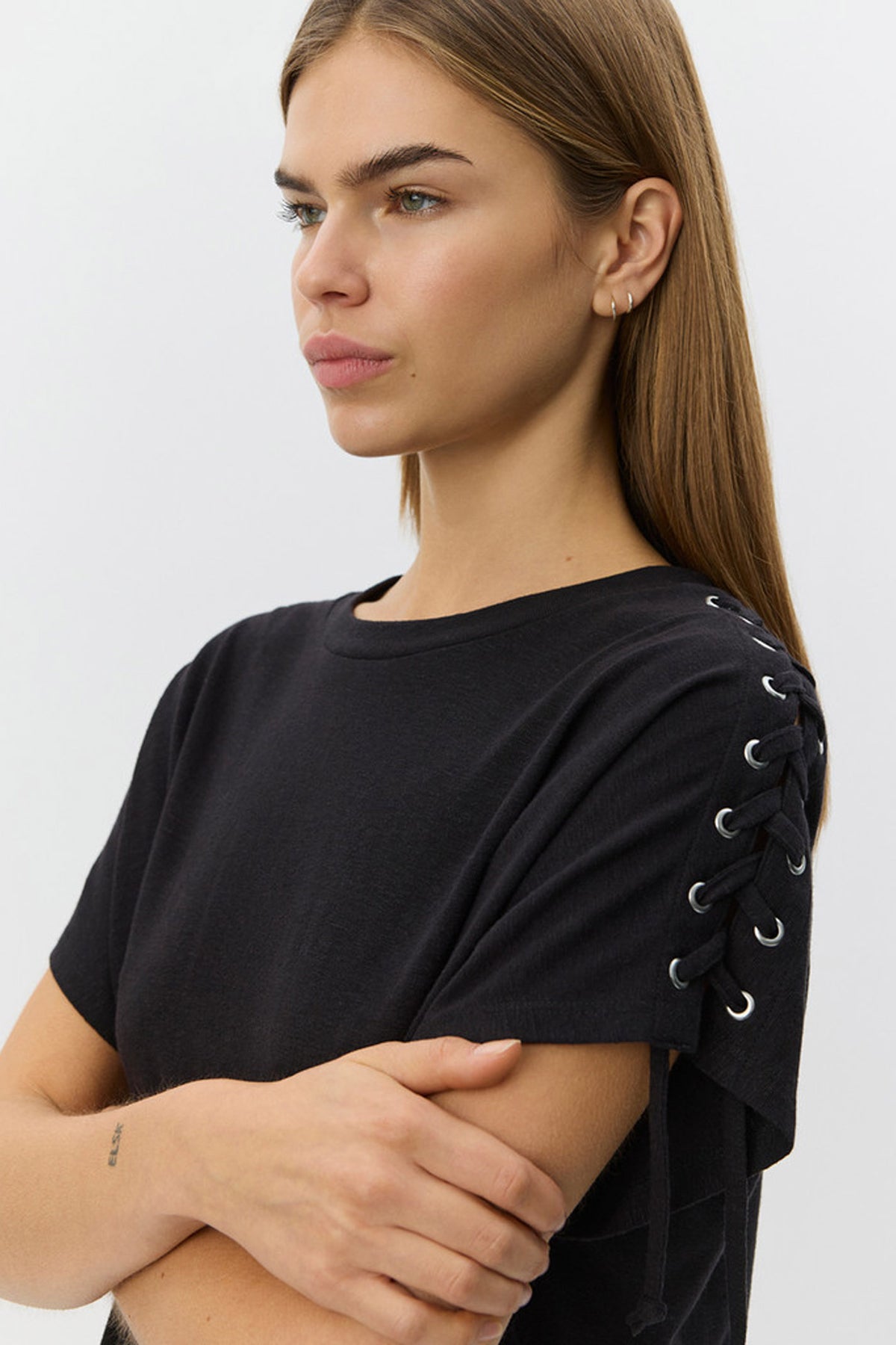 ALEIDSW LINEN MIX T-SHIRT 1000 Svart - S261165