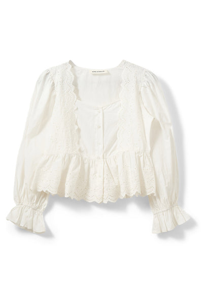 ARIASW BRODERIE ANGLAISE SKJORTA 0103 Off white - S261185 Thumbnail
