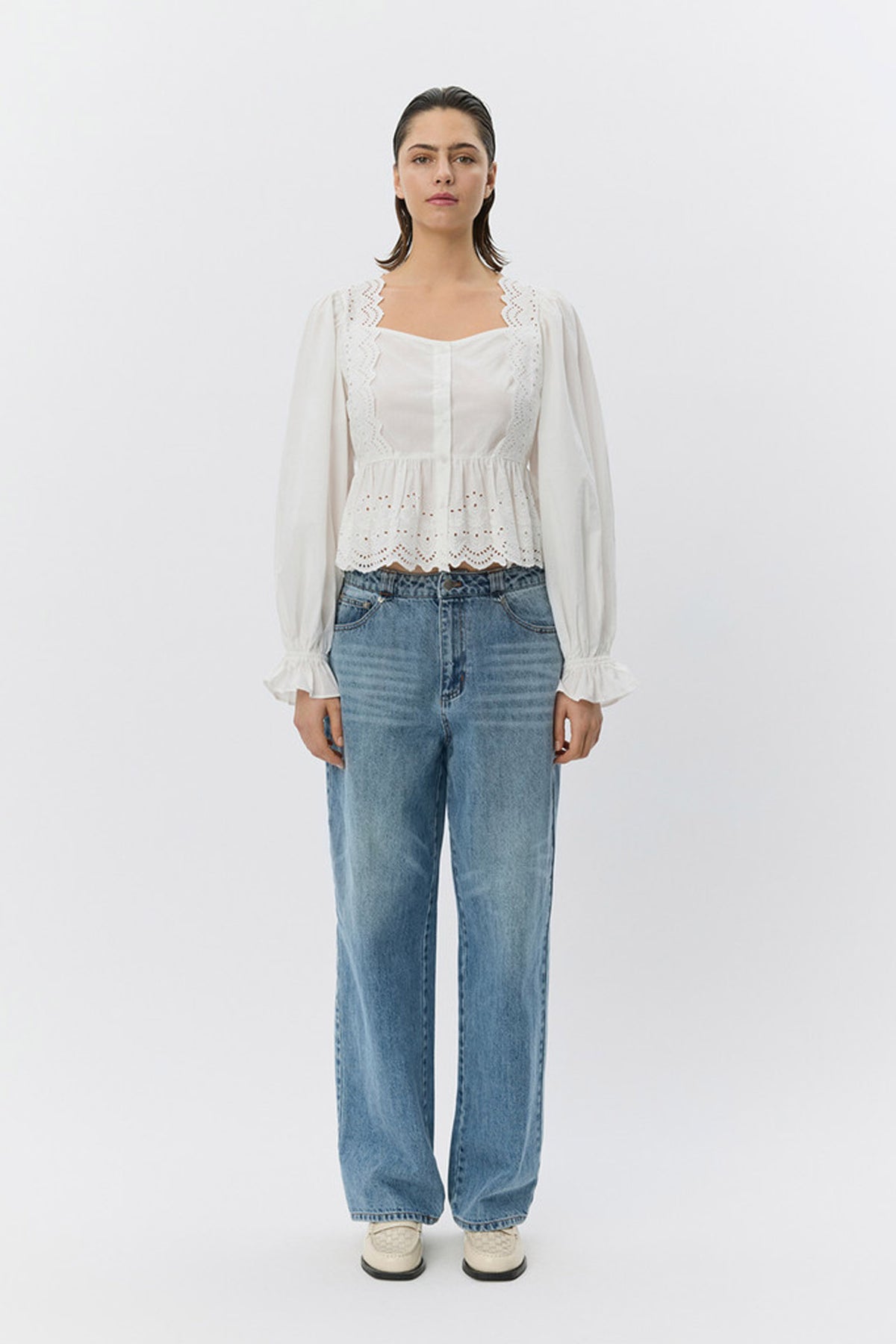 ARIASW BRODERIE ANGLAISE SKJORTA 0103 Off white - S261185