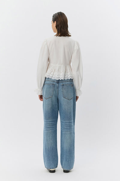 ARIASW BRODERIE ANGLAISE SKJORTA 0103 Off white - S261185 Thumbnail