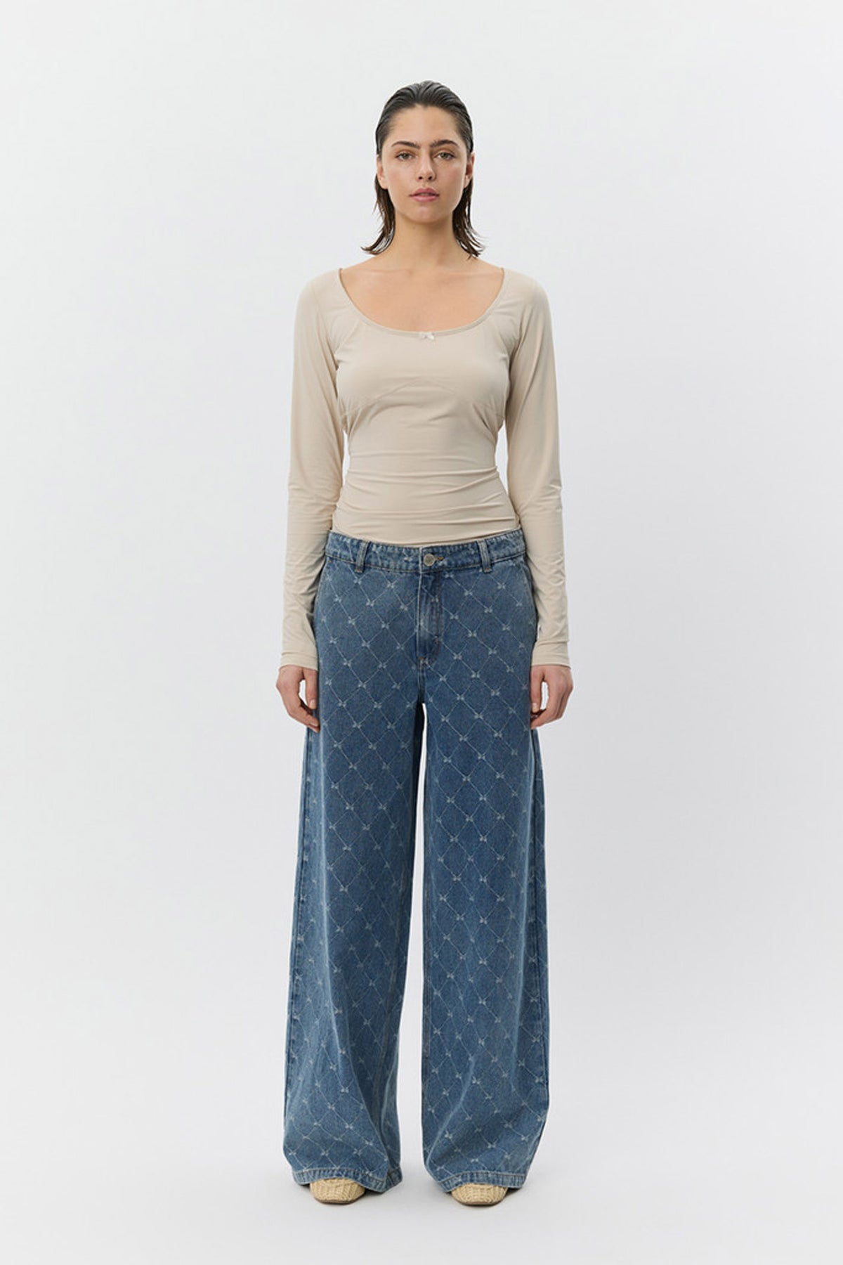 AZZISW LOW WIDE LEG JEANS 5036 Blå - S261202