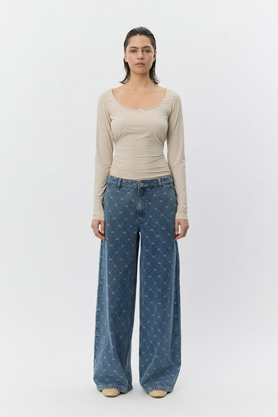 AZZISW LOW WIDE LEG JEANS 5036 Blå - S261202 Thumbnail