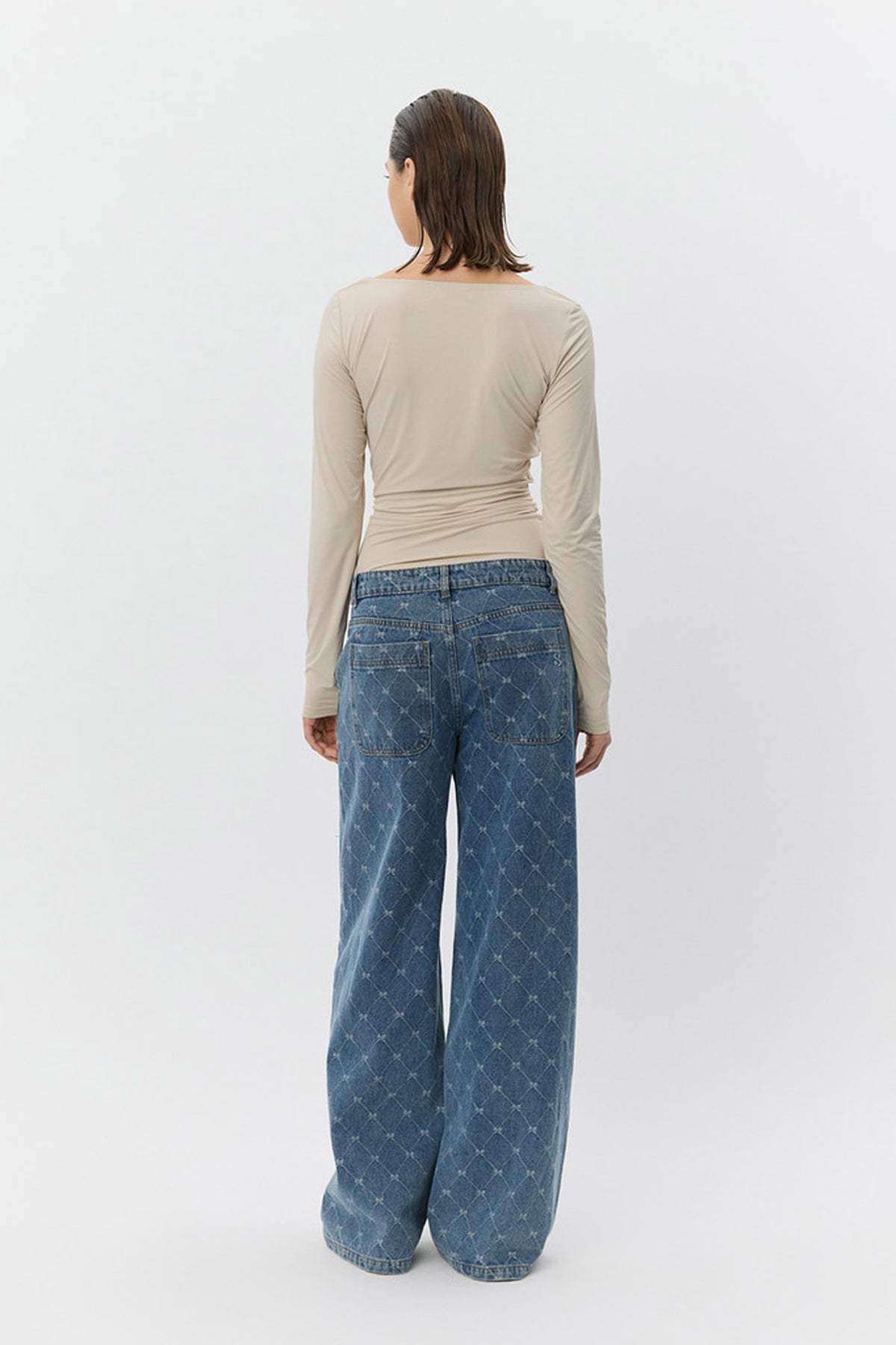 AZZISW LOW WIDE LEG JEANS 5036 Blå - S261202